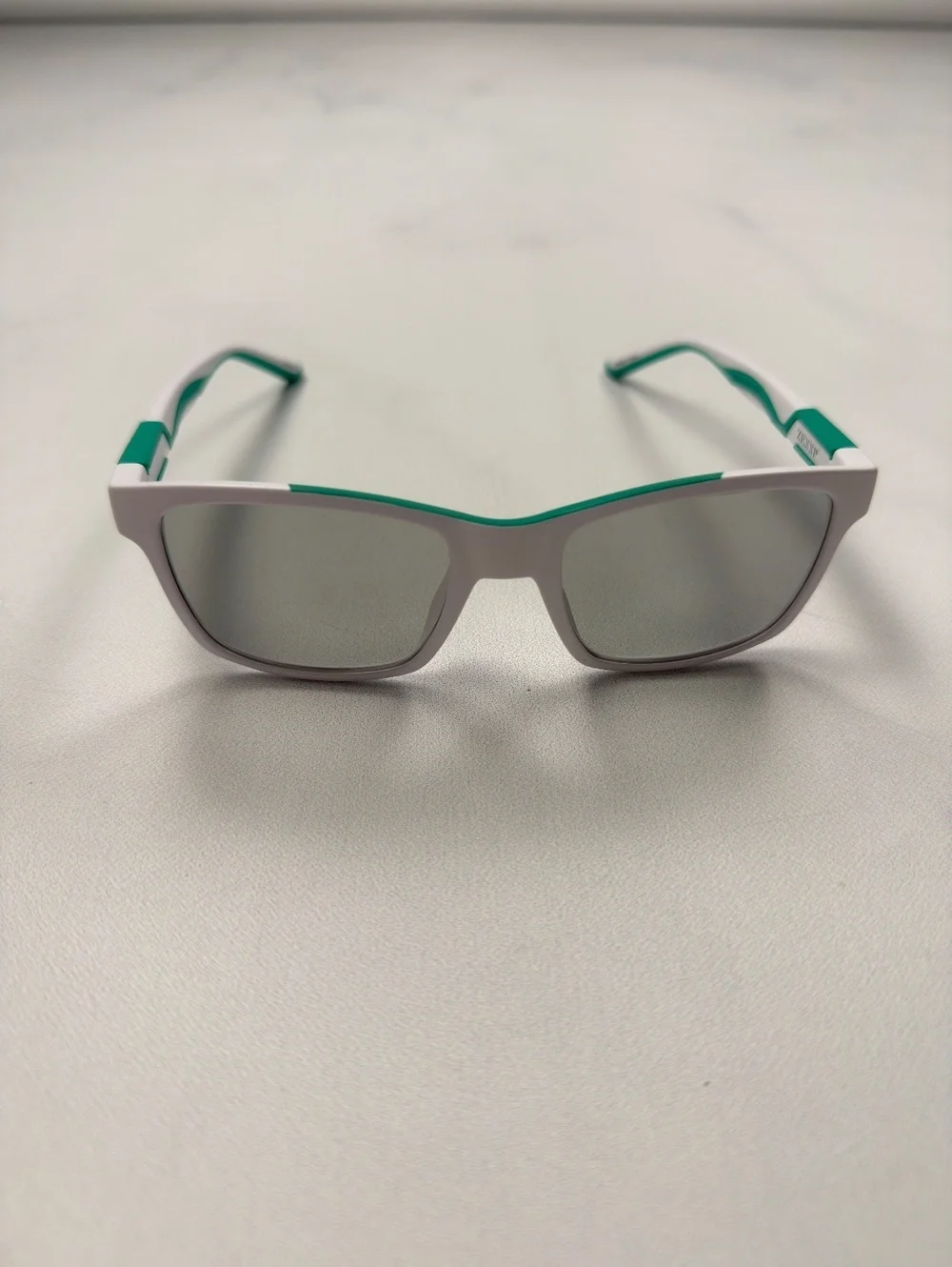 Sunglasses White Green Sporty Lightweight